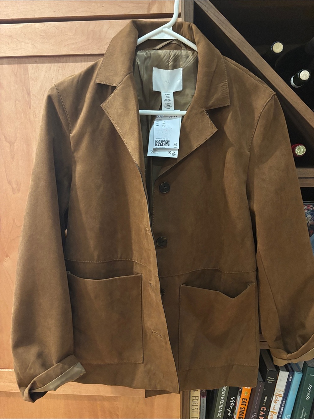 H&M Men's Suede Shirt Jacket - Caramel Brown